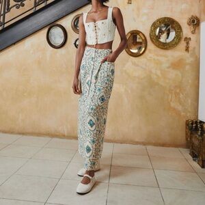 Agua By Agua Bendita Coralina Platero Linen Maxi Skirt